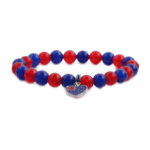 Person with Australian flag bracelet Australia Multi-color, front view, showing flag charms.