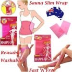 Person with sauna body wrap Australia Clear color, front view, showing adjustable belt.