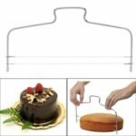Person with cake cutter Australia Steel color, front view, showing double wires.