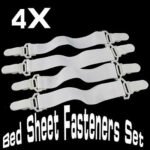 Person with bed sheet fasteners Australia White color, front view, showing elastic clips.