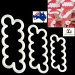 Person with rose petal cutter Australia Clear plastic color, front view, showing 3 sizes.