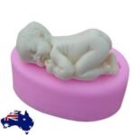 Person with baby shower mold Australia Pink color, front view, showing silicone design.