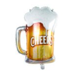 Person with beer bottle balloon Australia Metallic color, front view, showing bottle shape.