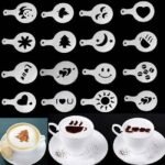 Person with coffee stencil Australia Random color, front view, showing 16 designs.