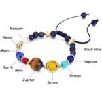 Person with solar system bracelet Australia Multi-color, front view, showing planet beads.
