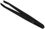 Plastic tweezers Australia Black color, front view, showing anti-static tip.