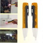 Voltage tester pen Australia Yellow-grey color, front view, showing LED tip.