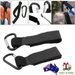 Pram hook Australia Random color, front view, showing secure clip.