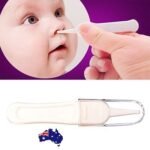 Baby safety tweezers Australia White/yellow color, front view, showing circular tip.