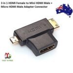 HDMI adapter Australia Black color, front view, showing T-shaped design.