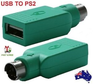 USB to PS2 adapter Australia Black color, front view, showing USB port.