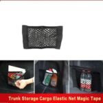Car trunk storage net Australia Black mesh, front view, showing elastic design.