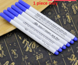 Water erasable fabric marker Australia Navy blue, front view, showing tip.