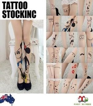 australian tattoo pantyhose heart pattern sheer design
