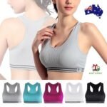 australian seamless yoga bra black padded racerback design