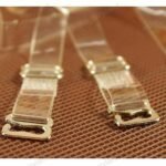 Woman in clear bra strap extender, front view, showing transparent TPU design.