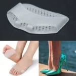 Person with breathable gel insoles Australia White color, front view, showing silicone pad.