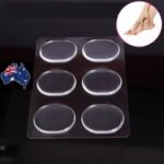 Woman with silicone heel grips Australia Clear color, front view, showing gel pad design.