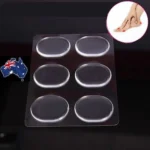 Woman with silicone heel grips Australia Clear color, front view, showing gel pad design.