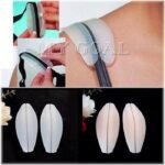 Woman with beige silicone bra pads Australia Beige color, front view, showing silicone pad.