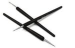 Person with acrylic nail brush set Australia Black color, front view, showing 3-piece design.