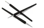 Person with acrylic nail brush set Australia Black color, front view, showing 3-piece design.