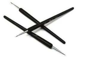 Person with acrylic nail brush set Australia Black color, front view, showing 3-piece design.