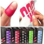 Person with peel off nail tapes Australia Shown color, front view, showing U-shaped design.