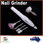 Person with electric nail drill set Australia White color, front view, showing pen shape.
