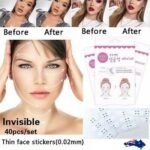 Person with invisible face lift stickers Australia Shown color, front view, showing ultra-thin design.