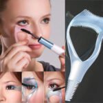 Person with mascara applicator tool Australia Shown color, front view, showing 3 in 1 design.