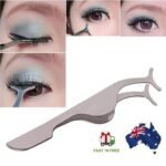 Person with eyelash applicator tool Australia Silver color, front view, showing clip design.
