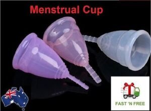 Person with menstrual cup Australia Shown color, front view, showing silicone design.