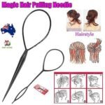 Person with hair bun maker Australia Random color, front view, showing twist tool design.