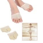 Dancer with ballet toe pads Australia Shown color, front view, showing soft sole design.