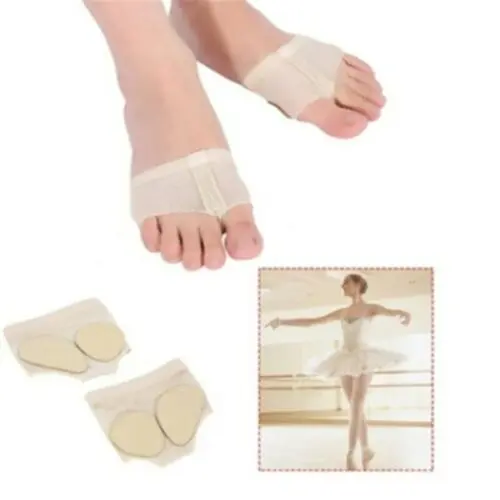 12-1028.jpg Dancer with ballet toe pads Australia Shown color, front view, showing soft sole design.