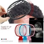 Person with afro twist comb Australia Random color, front view, showing 2-in-1 design.