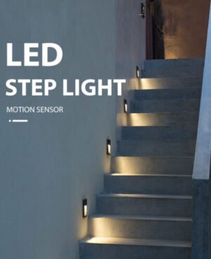 Person with LED step lights Australia White/Black/Grey color, front view, showing recessed design.