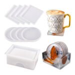 Person with silicone coaster mould Australia Clear color, front view, showing smooth interior.