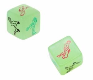 Person with glow in the dark dice Australia Random color, front view, showing luminous design.