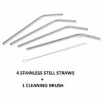 Person with metal straws Australia Silver color, front view, showing bent design.