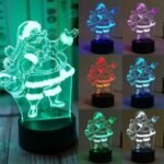 Person with Santa Claus night light Australia Clear acrylic color, front view, showing 3D Santa.