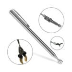 Person with magnetic pick up tool Australia Black color, front view, showing pen clip.