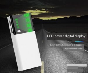 20000mah power bank Australia White color, front view, showing digital display.