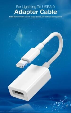 OTG adapter Australia White color, front view, showing Lightning and USB 3.0 ports.