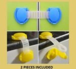 Baby safety lock Australia White color, front view, showing plastic clip.