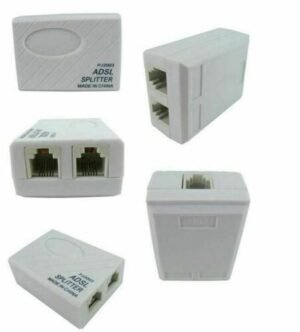 ADSL phone line splitter Australia Black color, front view, showing three ports.