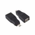 Micro B OTG adapter Australia Black color, front view, showing USB A female port.