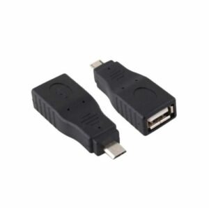 Micro B OTG adapter Australia Black color, front view, showing USB A female port.