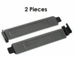 PCI slot cover Australia Black steel, front view, showing vented design.